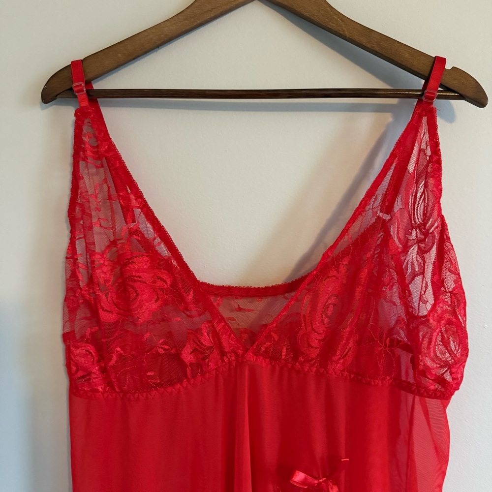 Red Lace Babydoll Lingerie - Picture 6 of 11